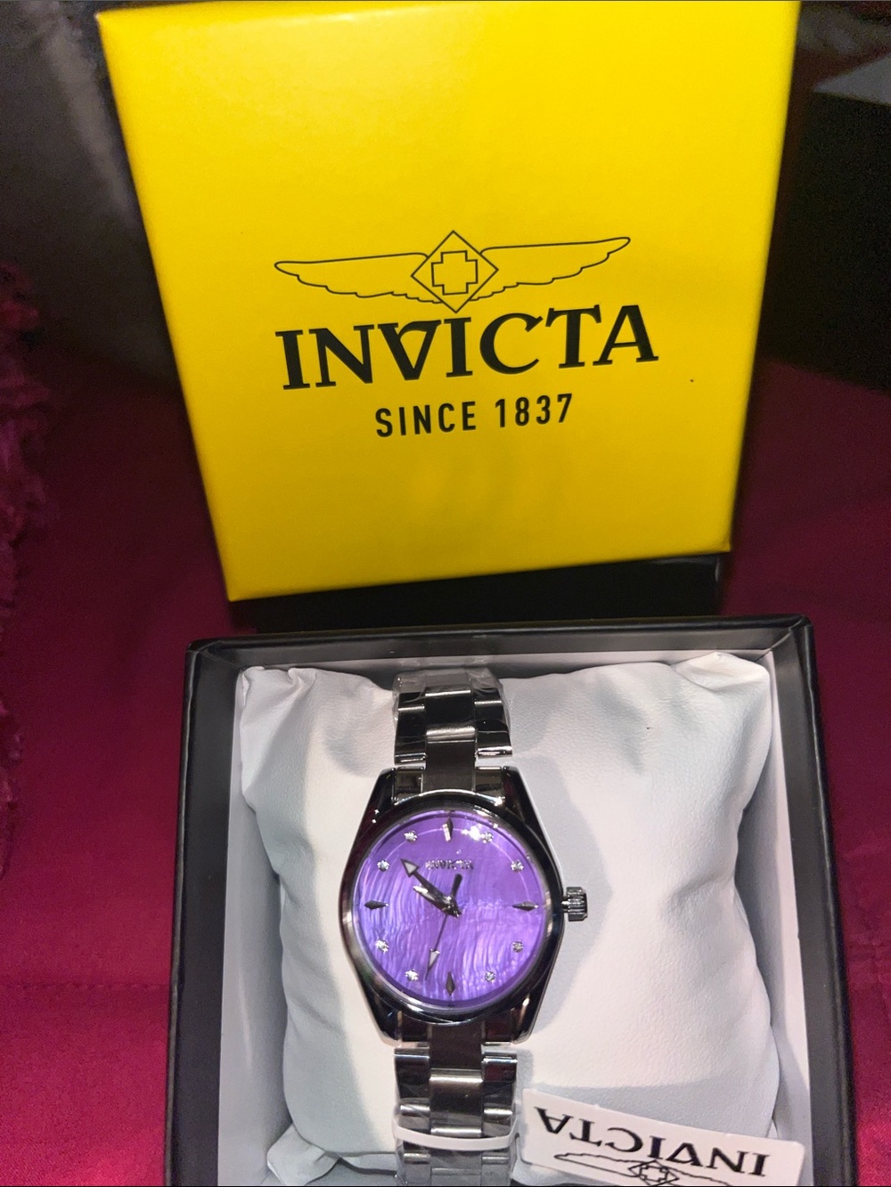 Invicta Stainless Steel Bracelet Watch with Purple Dial